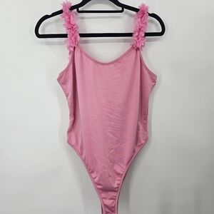 Pink‎ Floral Strap Bodysuit Women’s Size M (Fits Like Medium) – Party, Festival